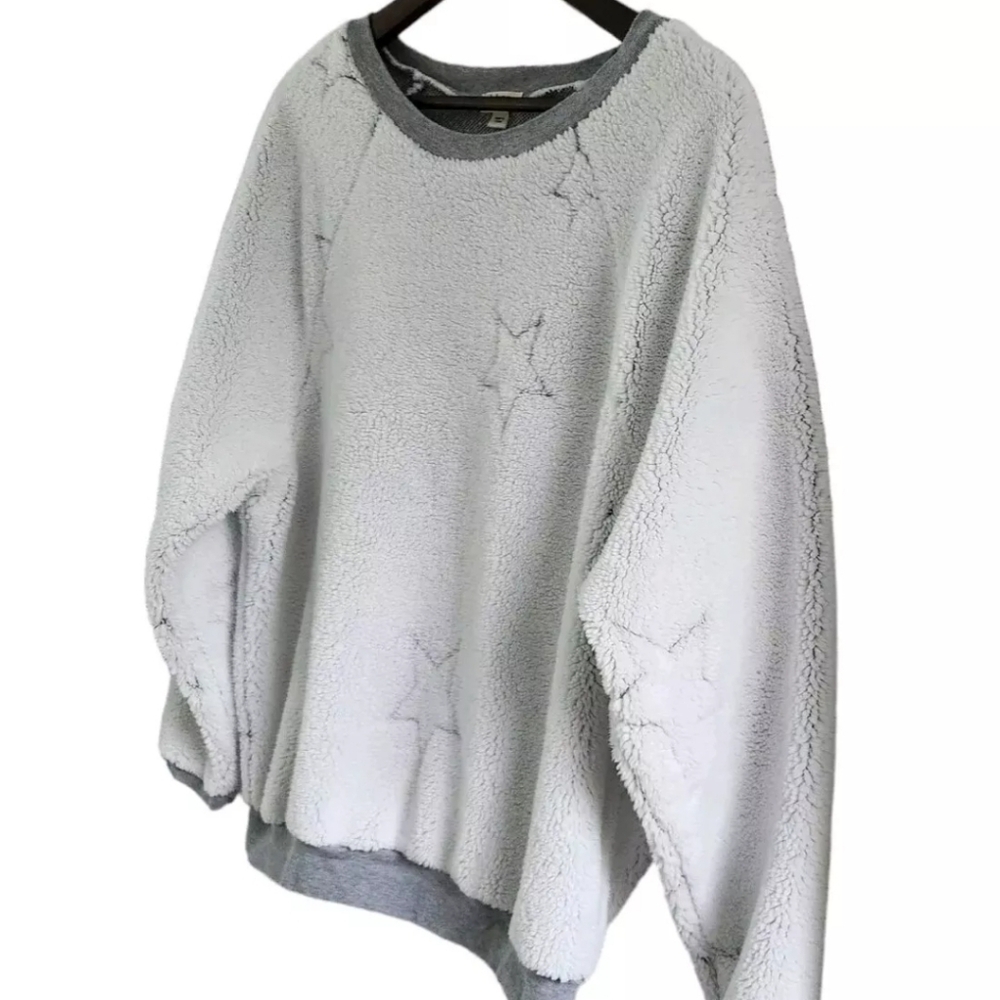 Dylan by True Grit Sherpa Snow Star Crew Sweater Winter White Women Size Small - Picture 4 of 6